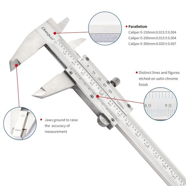 H & H Industrial Products Dasqua 0-200mm / 0-8" Stainless Steel Vernier Caliper 1550-2010